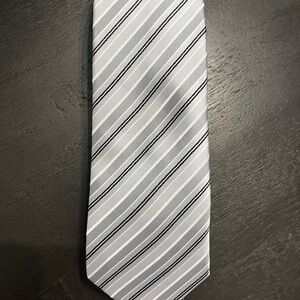 INC Grey Striped Tie Men Classic Buisness Wedding Tie